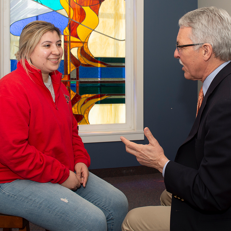 Student receiving guidance