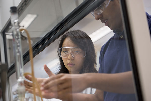 student in chemistry lab