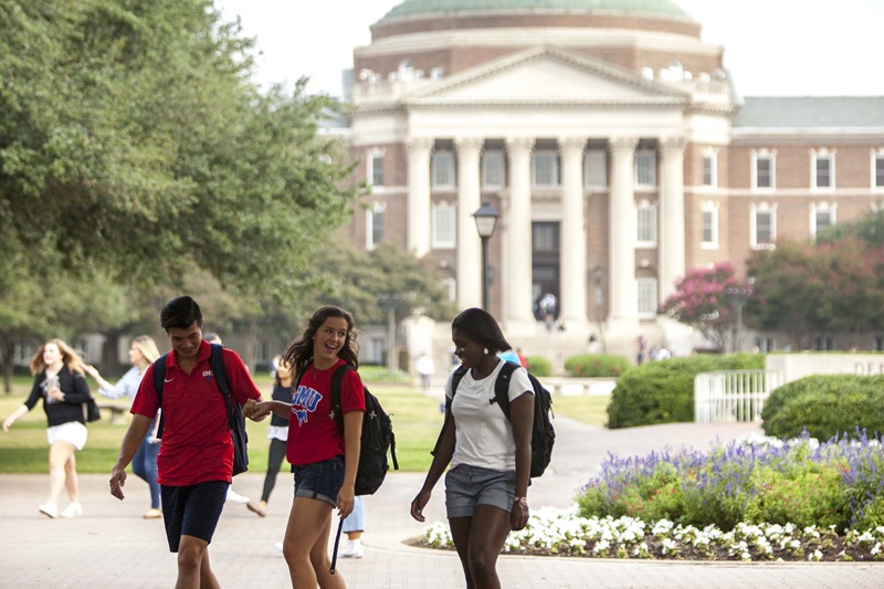 students walking on campus